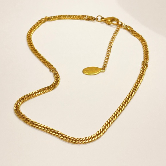 Anklet -Gold Cuban curb chain waterproof 18k gold plated on stainless… - Picture 2 of 5